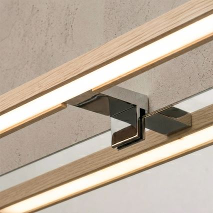 Brilagi - LED badkamerspiegelverlichting 3-in-1 WOODY MIRROR LED/8W/230V 40 cm IP44 glanzend chroom/eik