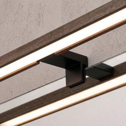 Brilagi - LED-badkamerspiegelverlichting 3-in-1 WOODY MIRROR LED/8W/230V 40 cm IP44 zwart/eiken-walnoot