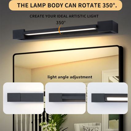 Brilagi - LED-badkamerspiegelverlichting AQUA LINE LED/12W/230V 45 cm IP44 zwart