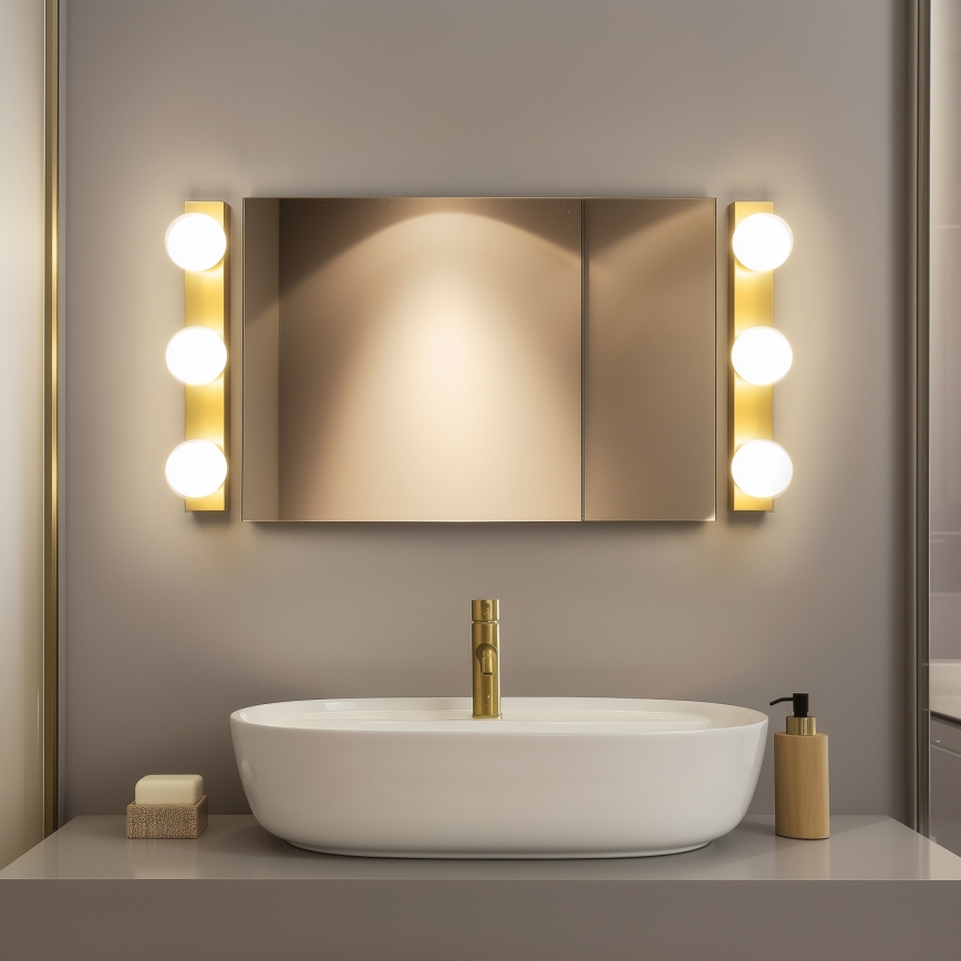 Brilagi - LED-spiegelverlichting voor de badkamer HOLLYWOOD 3xLED/3W/230V 39 cm IP44 goudkleurig