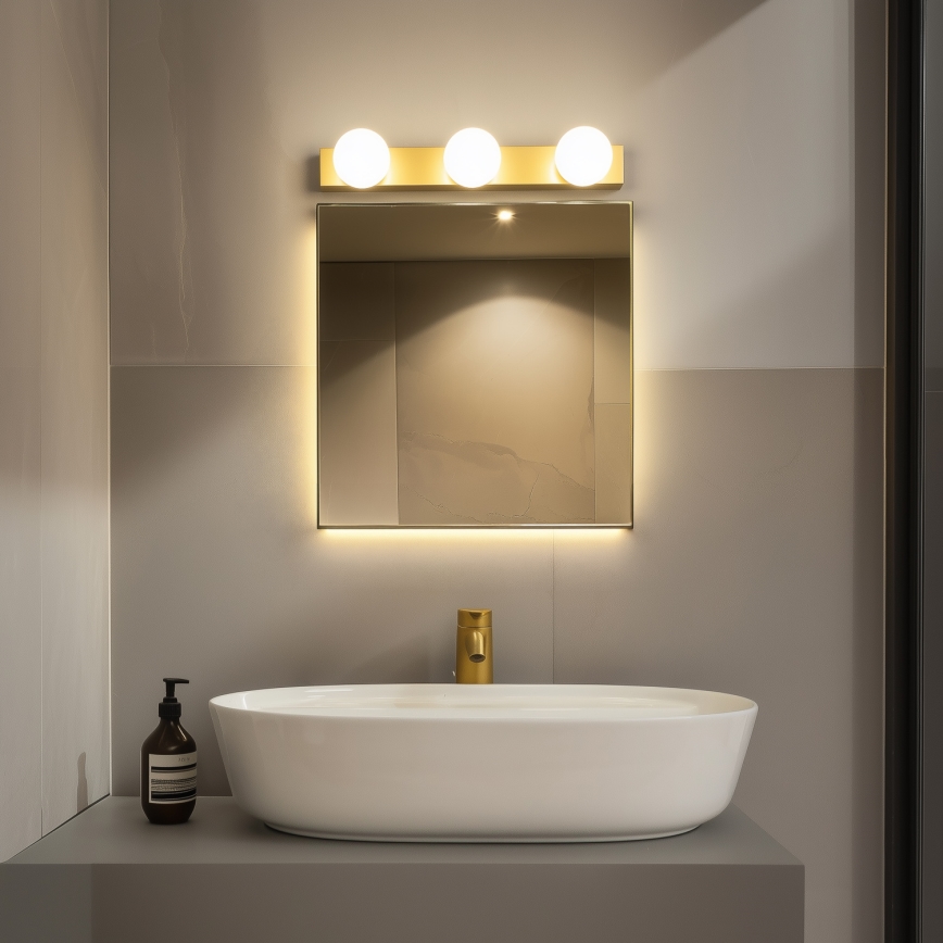 Brilagi - LED-spiegelverlichting voor de badkamer HOLLYWOOD 3xLED/3W/230V 39 cm IP44 goudkleurig