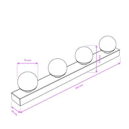 Brilagi - LED badkamerspiegelverlichting HOLLYWOOD 4xLED/3W/230V 53 cm IP44 goud