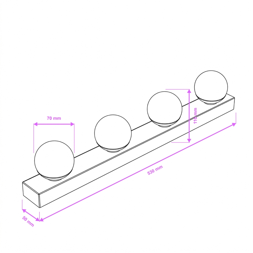 Brilagi - LED badkamerspiegelverlichting HOLLYWOOD 4xLED/3W/230V 53 cm IP44 goud
