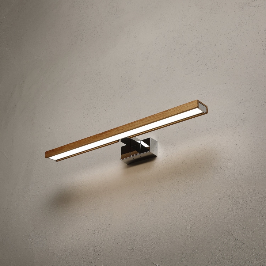 Brilagi - LED-spiegelverlichting voor de badkamer WOODY MIRROR 3-in-1 LED/12W/230V 60 cm IP44 hoogglans chroom/eik