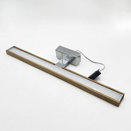 Brilagi - LED-spiegelverlichting voor de badkamer WOODY MIRROR 3-in-1 LED/12W/230V 60 cm IP44 hoogglans chroom/eik