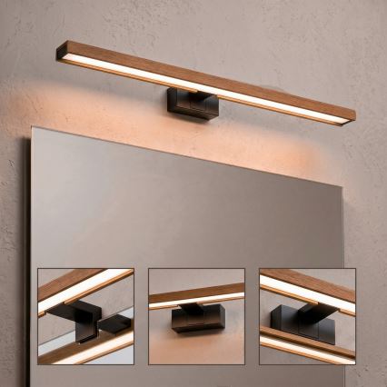 Brilagi - LED-badkamerspiegelverlichting WOODY MIRROR 3-in-1 LED/15W/230V 80 cm IP44 zwart/kersen-eik