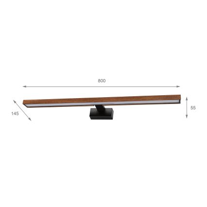 Brilagi - LED-badkamerspiegelverlichting WOODY MIRROR 3-in-1 LED/15W/230V 80 cm IP44 zwart/kersen-eik