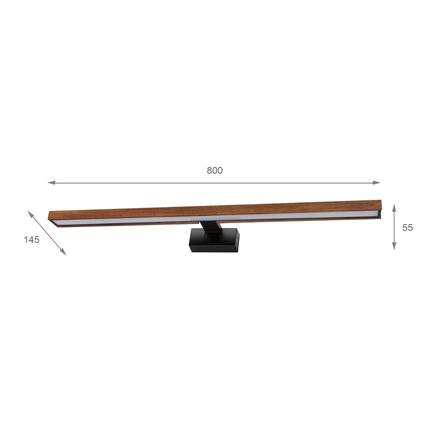 Brilagi - LED-badkamerspiegelverlichting WOODY MIRROR 3-in-1 LED/15W/230V 80 cm IP44 zwart/kersen-eik