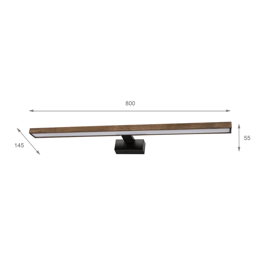 Brilagi - LED-spiegelverlichting voor de badkamer 3-in-1 WOODY MIRROR LED/15W/230V 80 cm IP44 zwart/eiken-walnoot