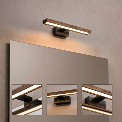 Brilagi - LED-badkamerspiegelverlichting 3-in-1 WOODY MIRROR LED/8W/230V 40 cm IP44 zwart/eik