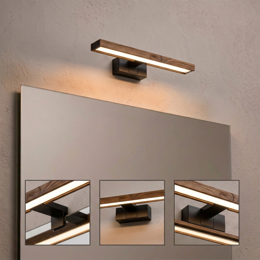 Brilagi - LED-badkamerspiegelverlichting 3-in-1 WOODY MIRROR LED/8W/230V 40 cm IP44 zwart/eik
