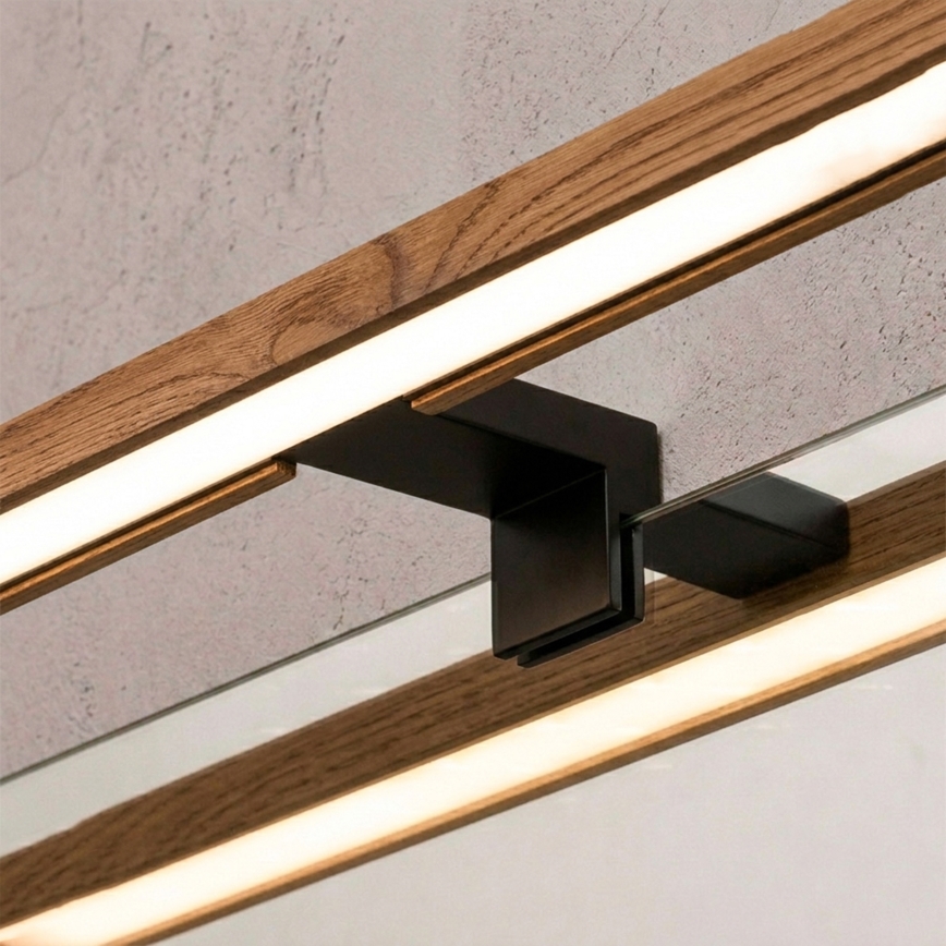 Brilagi - LED-badkamerspiegelverlichting 3-in-1 WOODY MIRROR LED/8W/230V 40 cm IP44 zwart/eik