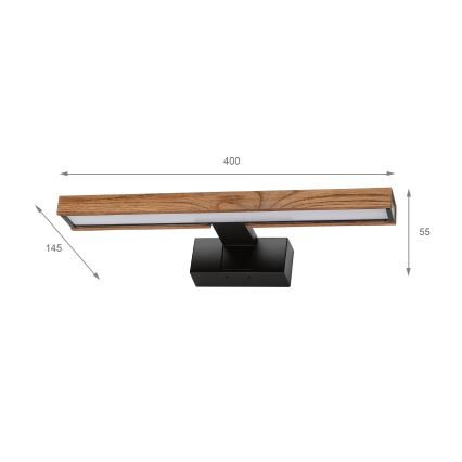 Brilagi - LED-badkamerspiegelverlichting 3-in-1 WOODY MIRROR LED/8W/230V 40 cm IP44 zwart/eik