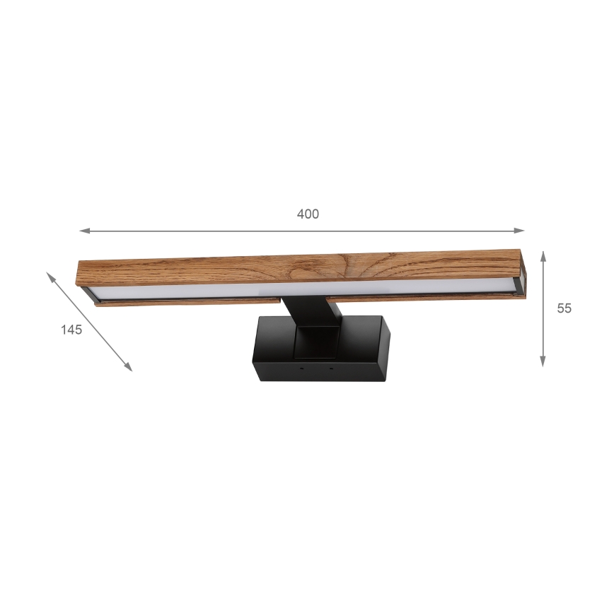 Brilagi - LED-badkamerspiegelverlichting 3-in-1 WOODY MIRROR LED/8W/230V 40 cm IP44 zwart/eik