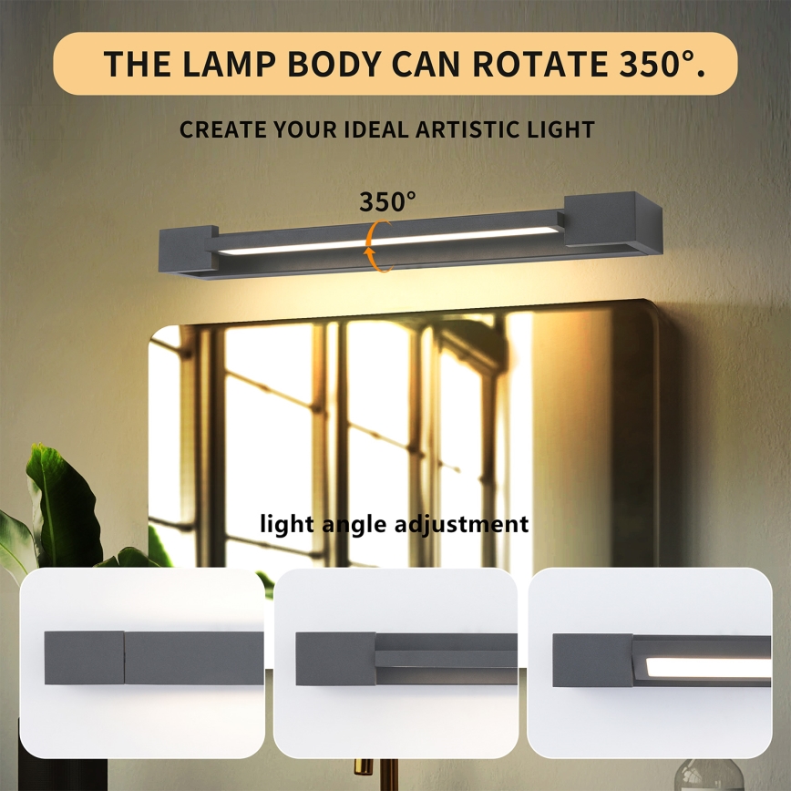 Brilagi - LED-spiegelverlichting voor de badkamer AQUA LINE LED/12W/230V 45 cm IP44 antraciet CRI 90