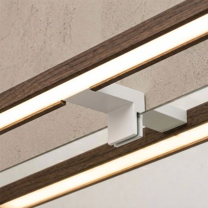 Brilagi - LED-badkamerverlichting voor spiegel WOODY MIRROR 3-in-1 LED/12W/230V 60 cm IP44 wit/eiken-walnoot