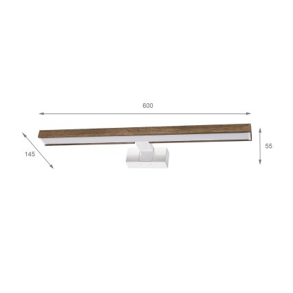 Brilagi - LED-badkamerverlichting voor spiegel WOODY MIRROR 3-in-1 LED/12W/230V 60 cm IP44 wit/eiken-walnoot