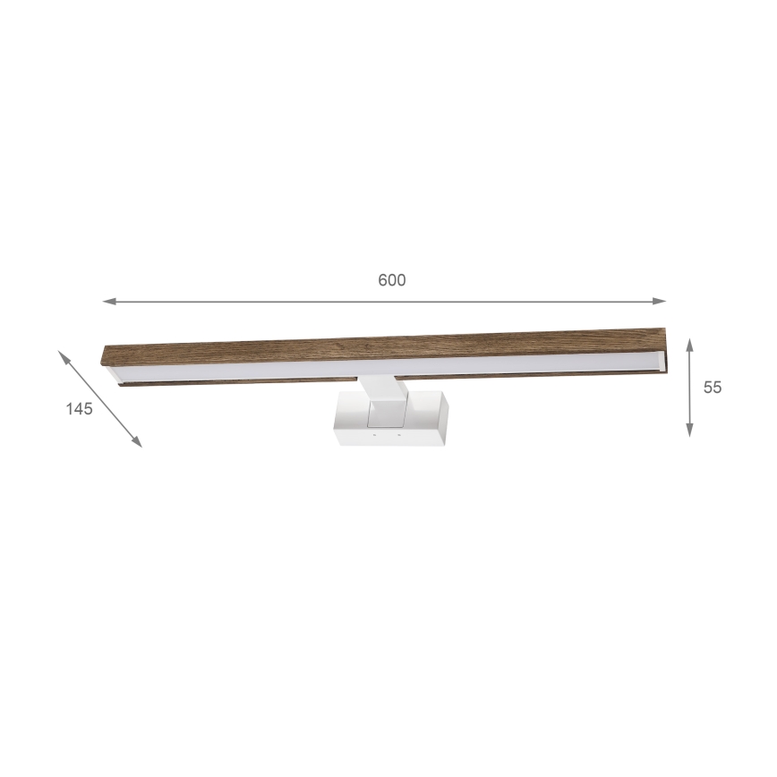 Brilagi - LED-badkamerverlichting voor spiegel WOODY MIRROR 3-in-1 LED/12W/230V 60 cm IP44 wit/eiken-walnoot