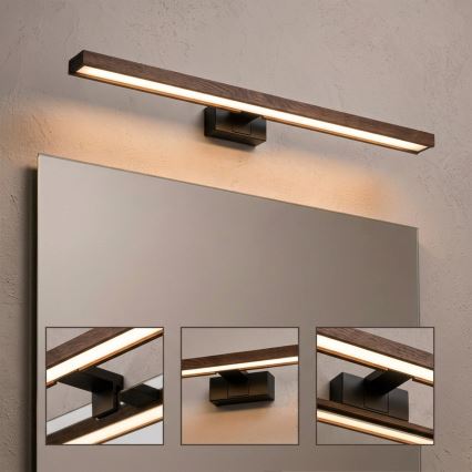 Brilagi - LED-verlichting voor badkamerspiegel WOODY MIRROR 3-in-1 LED/15W/230V 80 cm IP44 zwart/eik-walnoot