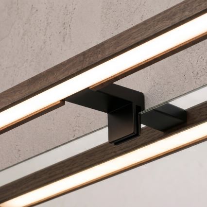Brilagi - LED-verlichting voor badkamerspiegel WOODY MIRROR 3-in-1 LED/15W/230V 80 cm IP44 zwart/eik-walnoot