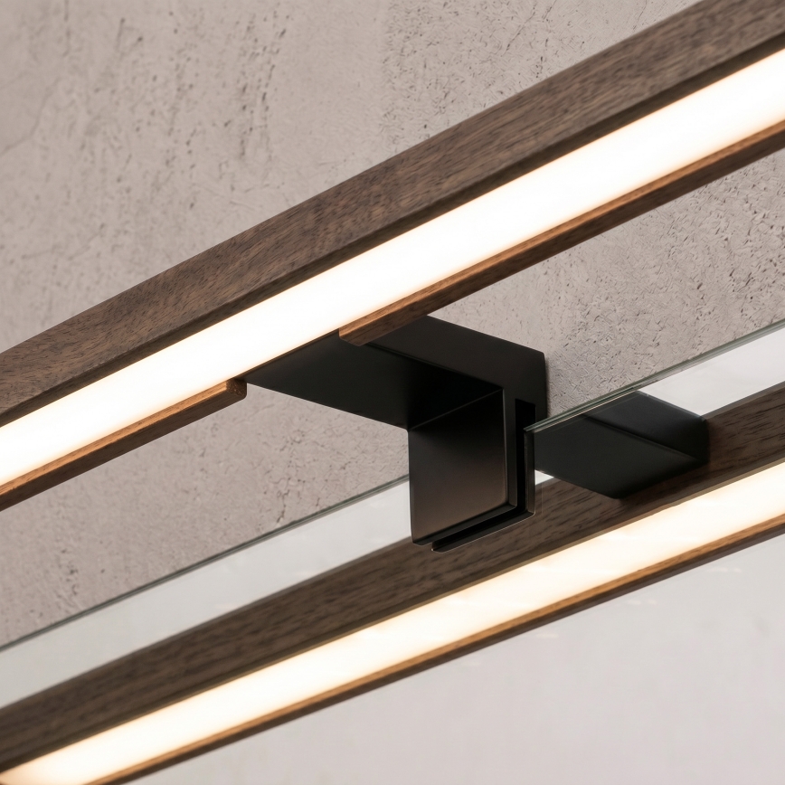 Brilagi - LED-verlichting voor badkamerspiegel WOODY MIRROR 3-in-1 LED/15W/230V 80 cm IP44 zwart/eik-walnoot