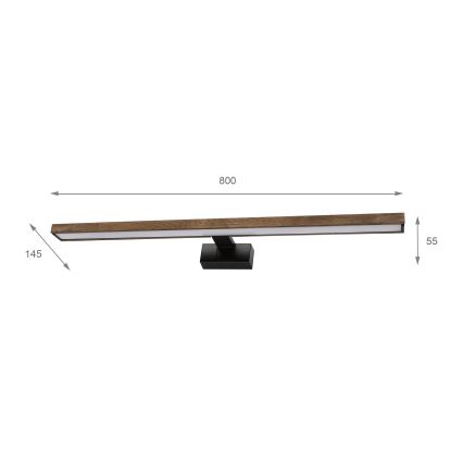 Brilagi - LED-verlichting voor badkamerspiegel WOODY MIRROR 3-in-1 LED/15W/230V 80 cm IP44 zwart/eik-walnoot