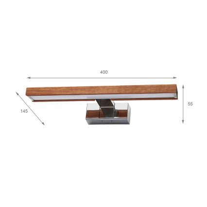 Brilagi - LED-spiegelverlichting voor de badkamer WOODY MIRROR 3-in-1 LED/8W/230V 40 cm IP44 glanzend chroom/kersen eik