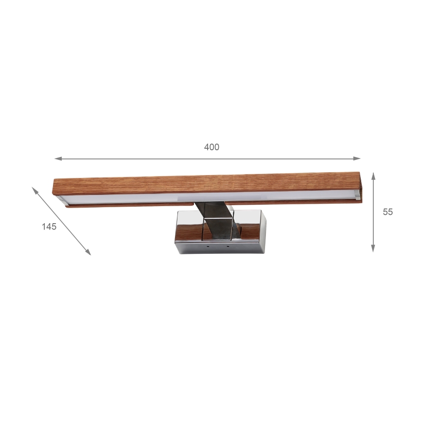 Brilagi - LED-spiegelverlichting voor de badkamer WOODY MIRROR 3-in-1 LED/8W/230V 40 cm IP44 glanzend chroom/kersen eik