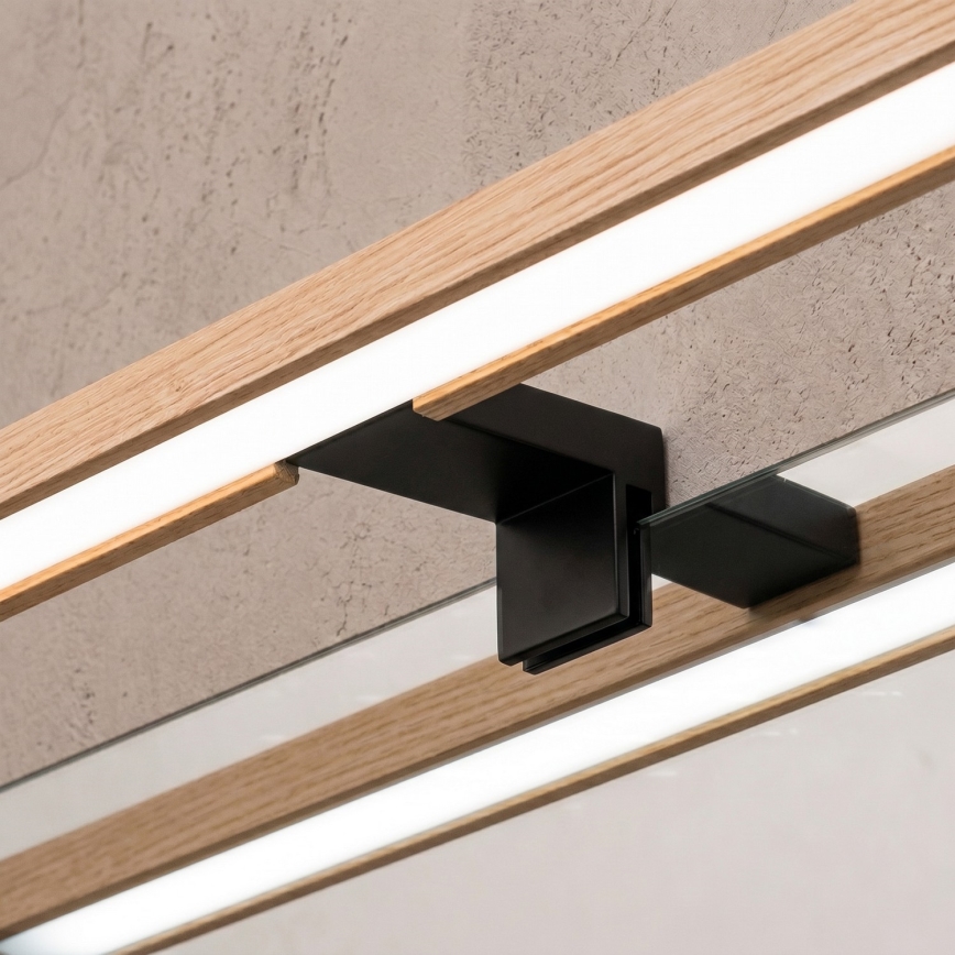 Brilagi - LED-verlichting voor badkamerspiegel 3-in-1 WOODY MIRROR LED/8W/230V IP44 zwart/eik