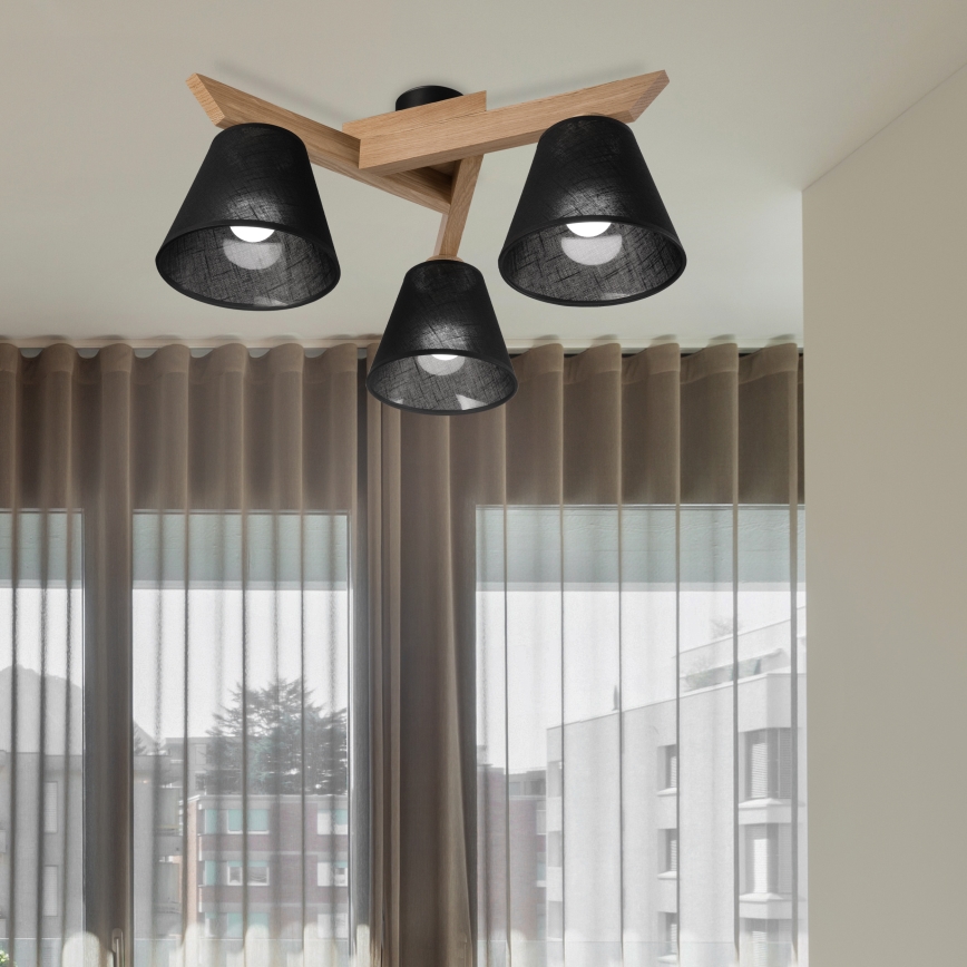 Brilagi - LED  Bevestigde hanglamp ANTHONY 3xE14/40W/230V eiken/zwart