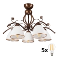 Brilagi - LED Bevestigde Hanglamp ANTICO 5xE27/60W/230V brons patina