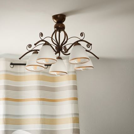 Brilagi - LED Bevestigde Hanglamp ANTICO 5xE27/60W/230V brons patina