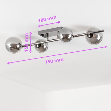 Brilagi - LED Bevestigde Hanglamp MILLA 4xG9/3W/230V glanzend chroom/gerookt