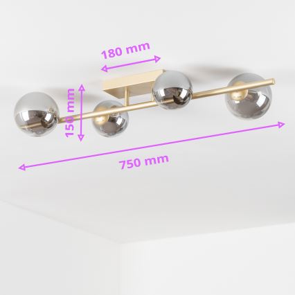 Brilagi - LED Bevestigde Hanglamp MILLA 4xG9/3W/230V goud/gerookt