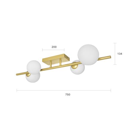Brilagi - LED Bevestigde Hanglamp MILLA 4xG9/3W/230V goud/wit