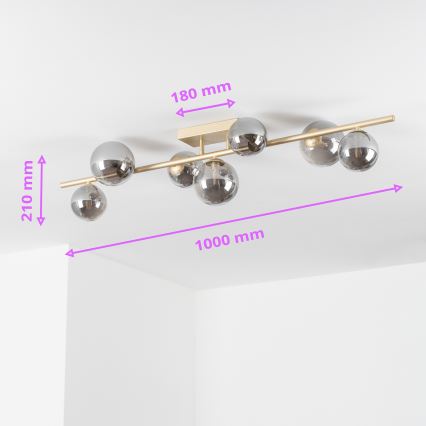 Brilagi - LED Bevestigde Hanglamp MILLA 7xG9/3W/230V goud/gerookt