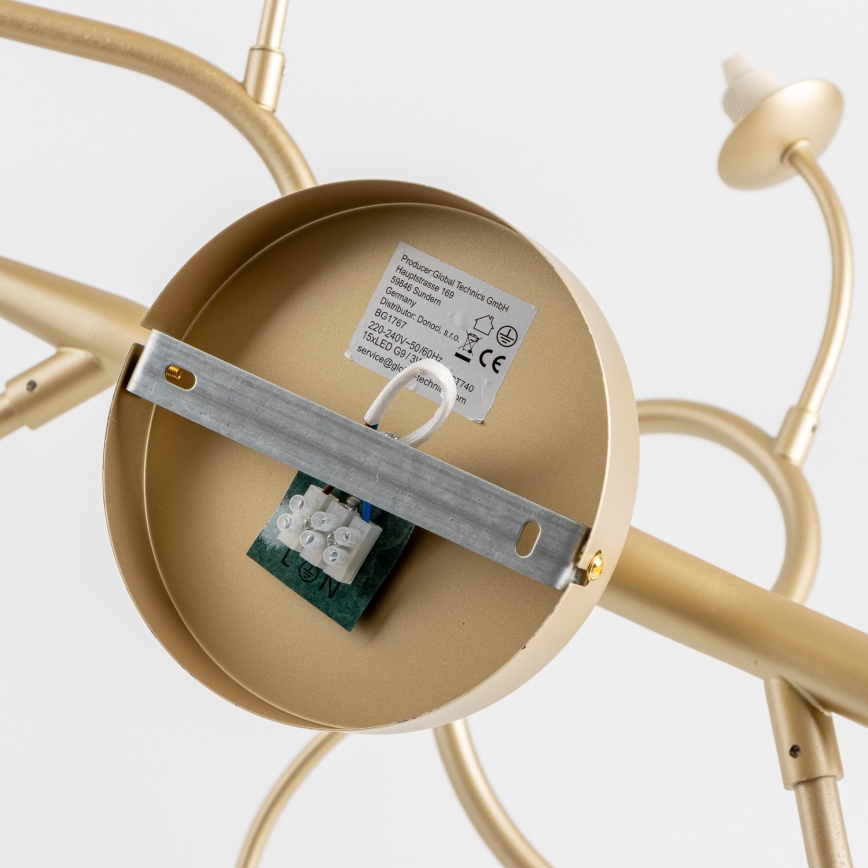 Brilagi - LED Bevestigde Hanglamp MISTEL 15xG9/3W/230V goud/wit