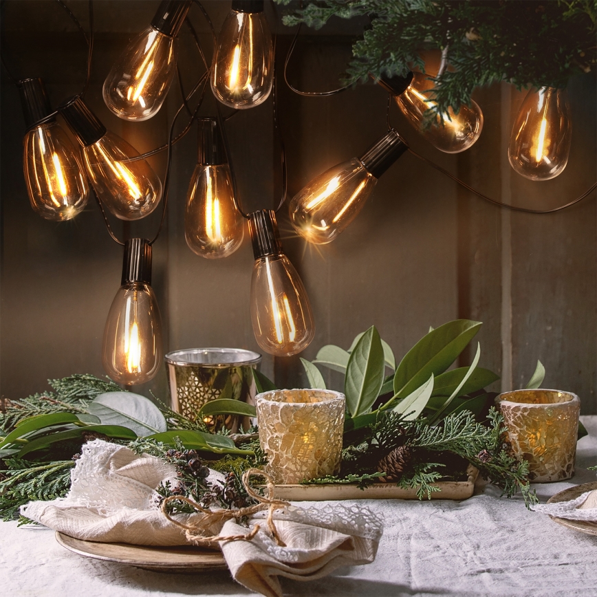 Brilagi - LED buiten decoratief lichtsnoer 10xLED/3xAA 3,2m IP44 warm wit