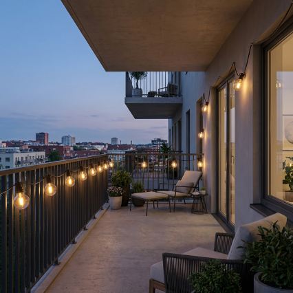 Brilagi - LED buiten decoratieve lichtsnoer GIRLANDA 10xE12/0,6W/230V 8m zwart IP44 warm wit