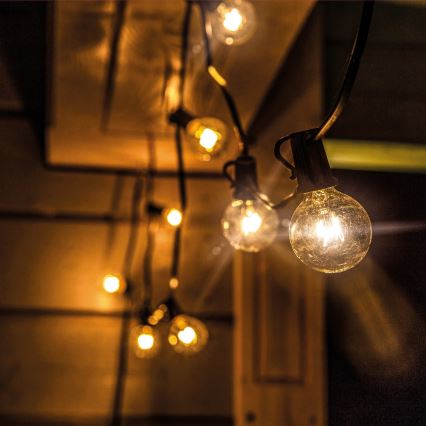 Brilagi - LED buiten decoratieve lichtsnoer GIRLANDA 10xE12/0,6W/230V 8m zwart IP44 warm wit