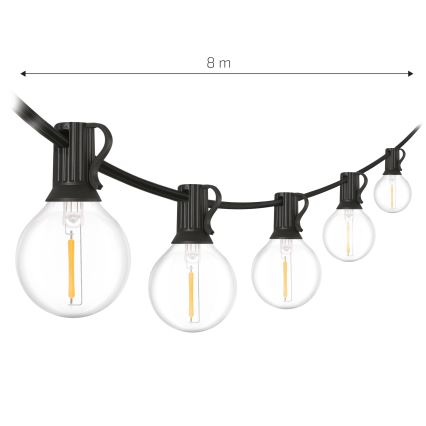 Brilagi - LED buiten decoratieve lichtsnoer GIRLANDA 10xE12/0,6W/230V 8m zwart IP44 warm wit