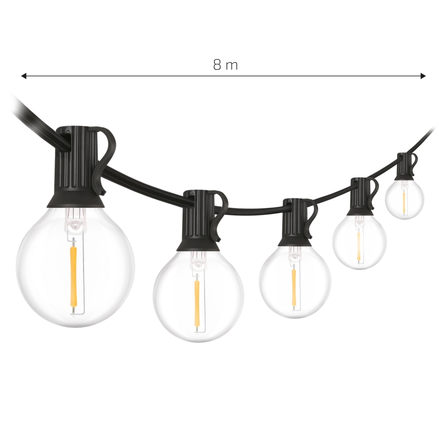 Brilagi - LED buiten decoratieve lichtsnoer GIRLANDA 10xE12/0,6W/230V 8m zwart IP44 warm wit