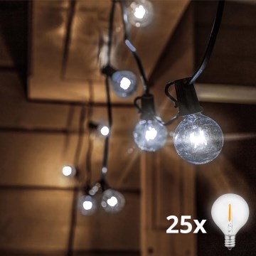 Brilagi - LED buiten decoratief lichtsnoer GIRLANDA 25xE12/0,8W/230V 20m IP44 koud wit