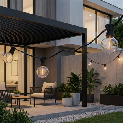 Brilagi - LED buiten decoratieve lichtsnoer GIRLANDA 25xE12/0,36W/24V 20m zwart IP44 warm wit