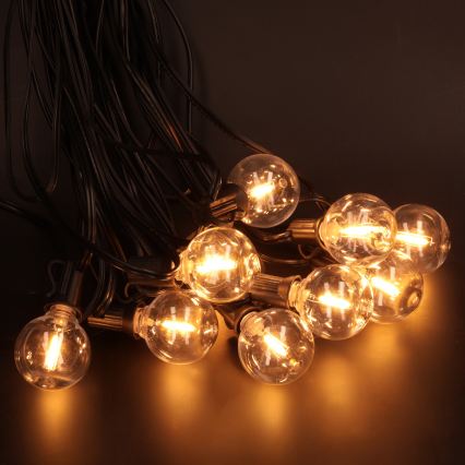 Brilagi - LED-buitenslinger GIRLANDA 10xE12/0,6W/230V 8m zwart IP44 warm wit