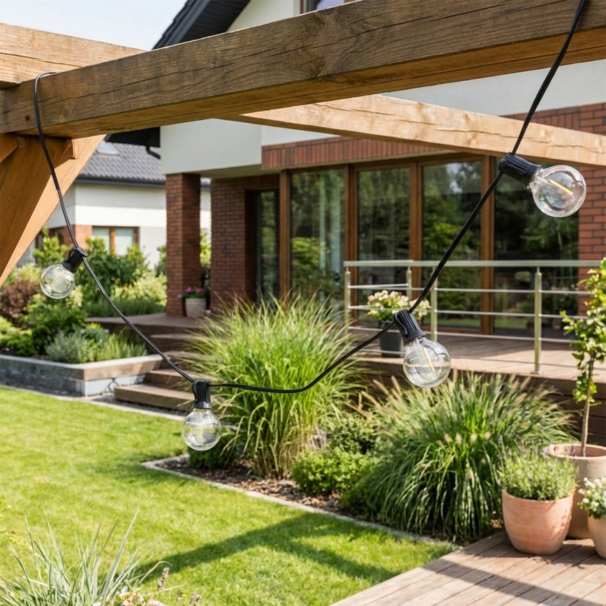 Brilagi - LED-buitenslinger GIRLANDA 10xE12/0,6W/230V 8m zwart IP44 warm wit