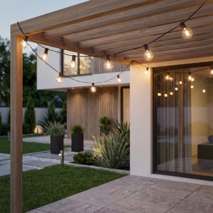 Brilagi - LED-buitenslinger GIRLANDA 10xE12/0,6W/230V 8m zwart IP44 warm wit