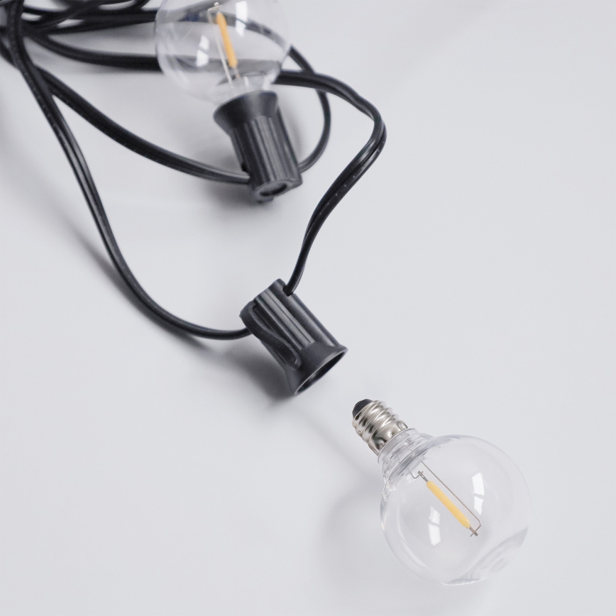 Brilagi - LED-buitenslinger GIRLANDA 10xE12/0,6W/230V 8m zwart IP44 warm wit