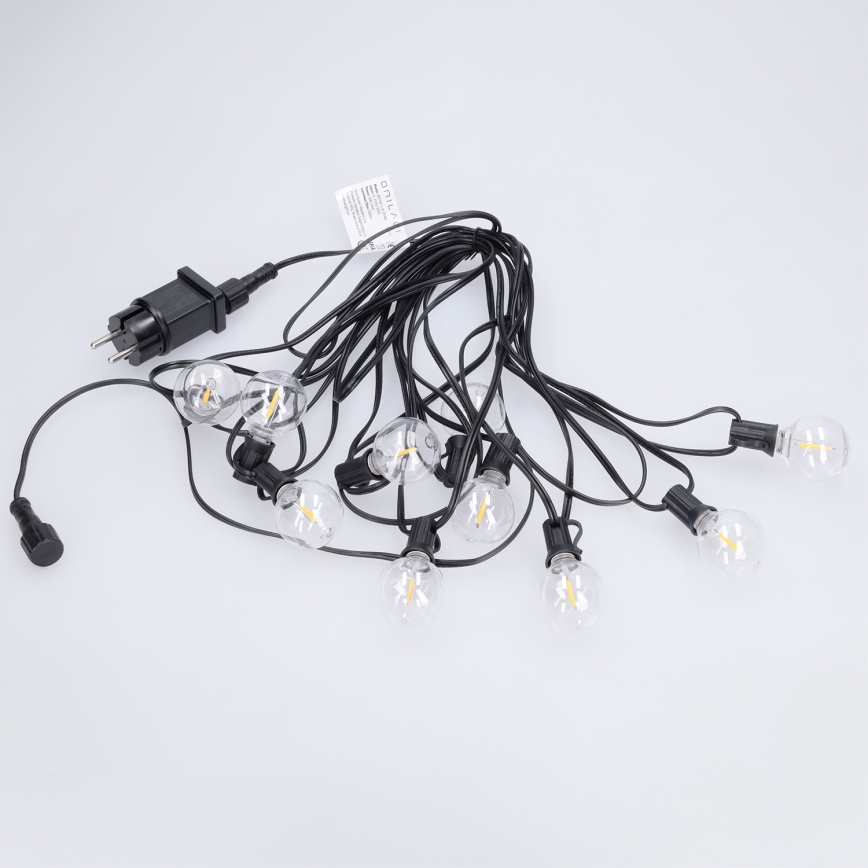 Brilagi - LED-buitenslinger GIRLANDA 10xE12/0,6W/230V 8m zwart IP44 warm wit
