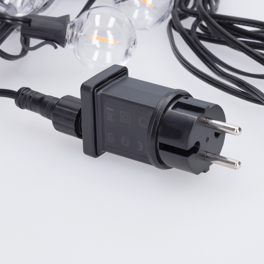 Brilagi - LED-buitenslinger GIRLANDA 10xE12/0,6W/230V 8m zwart IP44 warm wit